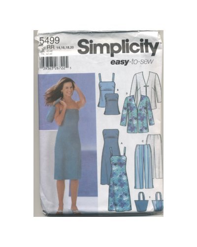Simplicity 5499 Sewing Pattern Misses Dress Top Cropped Pants Jacket Bag Size 14 - 20