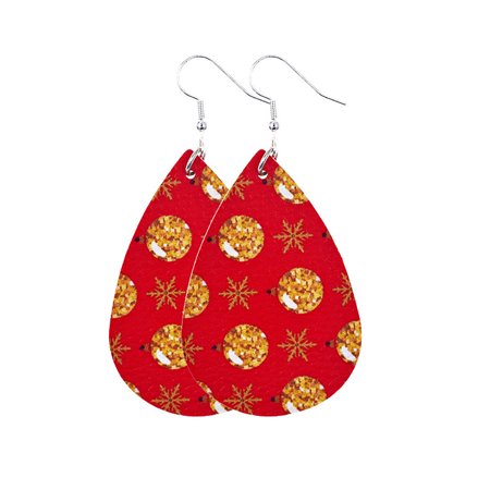 G#7525，Christmas Fashion Trend Personality Leather Pattern Drop Earrings Jewelry Gift，O*7525 MR9