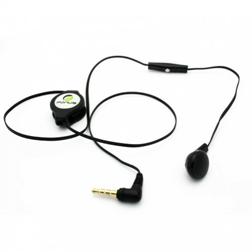 Fonus Black Retractable 3.5mm Mono Handsfree Headset Earphone Single Earbud with Microphone for Blackberry Curve 9350 / 9360 / 9370 9300 / 9315 /. thumbnail