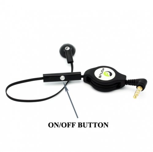 Fonus Black Retractable 3.5mm Mono Handsfree Headset Earphone Single Earbud with Microphone for Blackberry Curve 9350 / 9360 / 9370 9300 / 9315 /. thumbnail