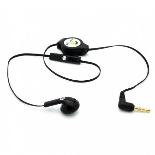 Fonus Black Retractable 3.5mm Mono Handsfree Headset Earphone Single Earbud with Microphone for Blackberry Curve 9350 / 9360 / 9370 9300 / 9315 /. thumbnail