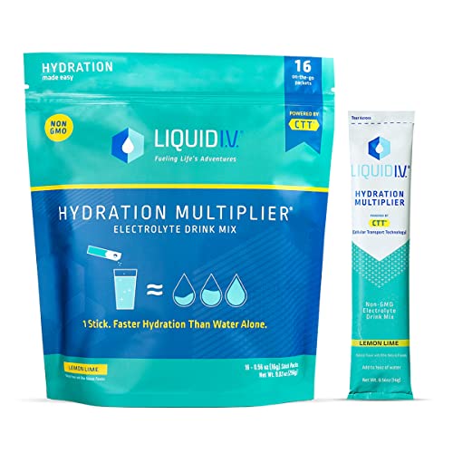 Liquid I.V. Hydration Multiplier - Lemon Lime - Hydration Powder Packets | Electrolyte Drink Mix | Easy Open Single-Serving Stick | Non-GMO | 16 Stick