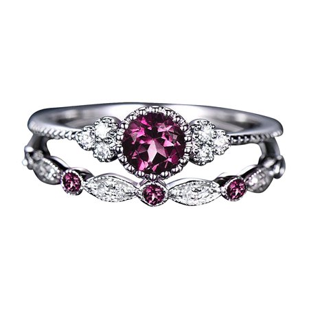 A#1744，Women S Fashion Diamond Ring Couple Jewelry 1 Pair Rings Set Size 7，P*1744 NH0