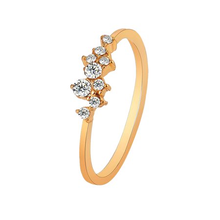 S^7796，18K Gold Plated Diamond Ring with Nine Diamonds for Ladies，P#7796 LE5