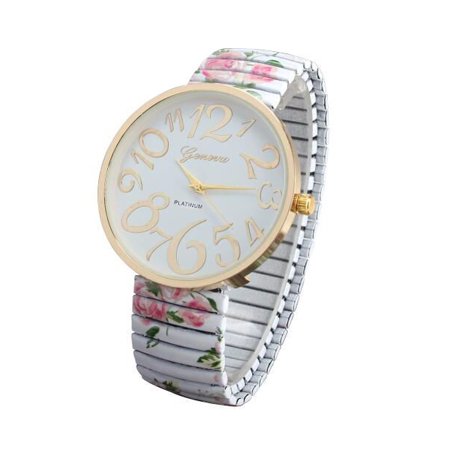 Lj#6990 Luxury Women Elasticity Flowershrink Bracelet Quartz Wrist Watch T8#6990 GE6