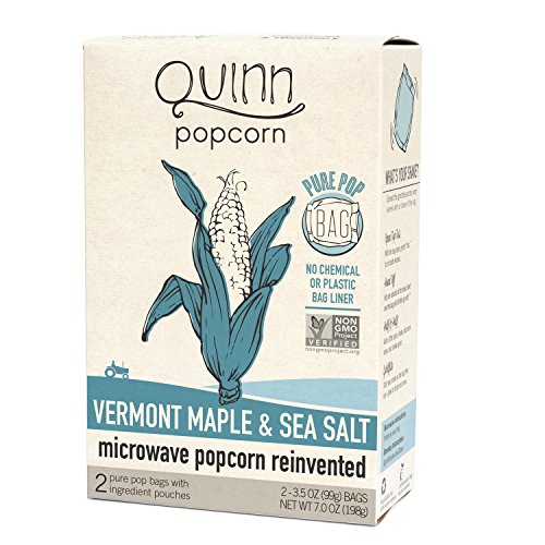 Quinn Popcorn Microwave Popcorn - Made with Organic Non-GMO Corn - Great Snack Food for Movie Night {Vermont Maple & Sea Salt, 1 Box}