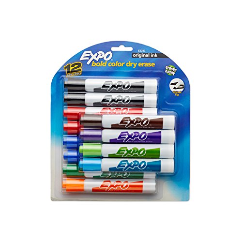 Expo Original Dry Erase Markers, Chisel Tip, 12-Pack, Assorted Colors