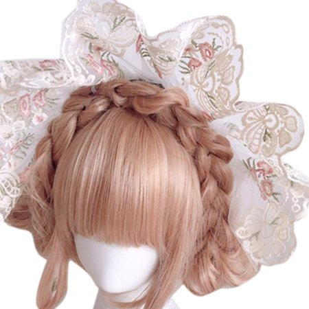 ZPAQI Lolita Headdress Bonnet Hat Tea Party Hat Women Maid Cosplay Ribbon Hat Folded Hat Girl Sun Hat for Summer Beach Party