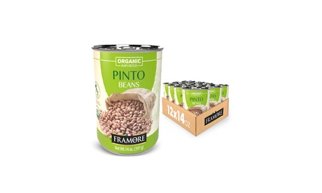 FRAMORE Canned Borlotti Pinto Beans in Water (12 Pack) 14 Oz Organic Gourmet 14 Oz Cans 12 Pack