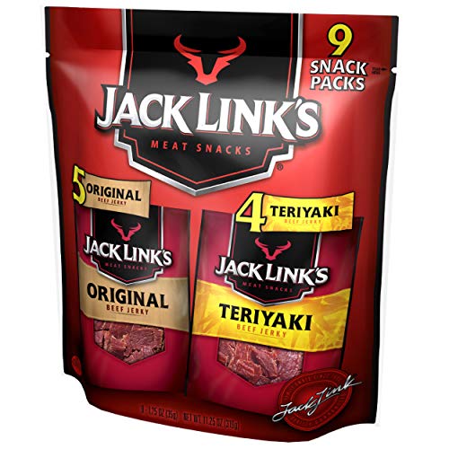 Jack Link's Beef Jerky Variety Pack Includes Original and Teriyaki Flavors, on the Go Snacks, 13g of Protein per Serving, 9 Count of 1.25 Oz Bags