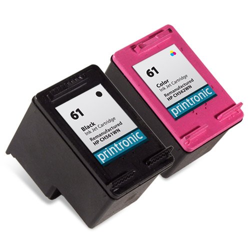 Printronic 2 Pack Remanufactured HP 61 Ink Cartridge for HP Envy 4500 5530 Deskjet 2540 1510 2050 3050 OfficeJet 4630 Printers (1 Black 1 Color)