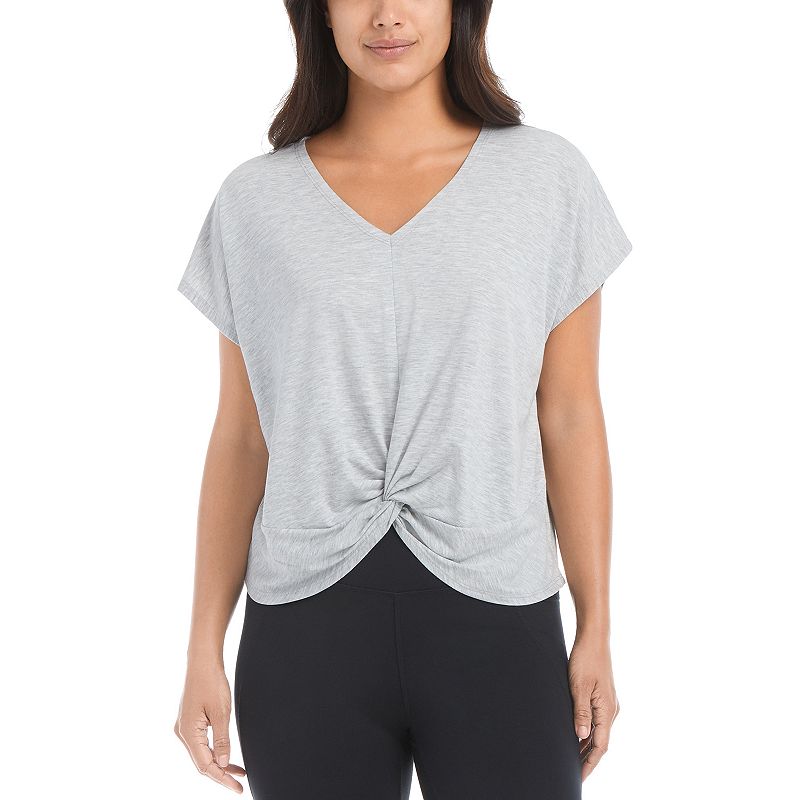 Women's Danskin Twist-Front Top, Size: Small, Silver
