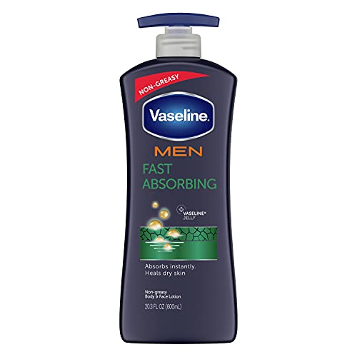 (4 Pack) Vaseline Men Fast Absorbing 3-in-1 Face  Hands & Body Lotion for Men Dry Skin  20.3 Oz