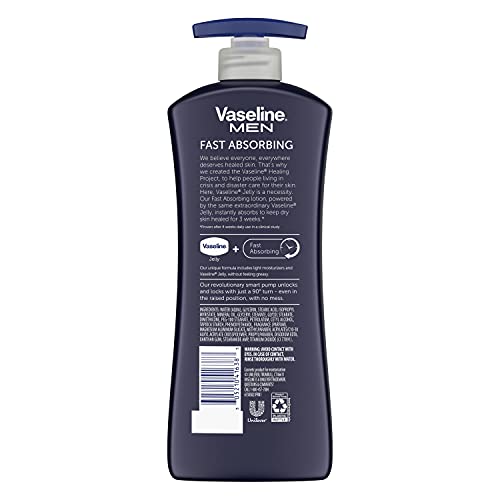 (4 Pack) Vaseline Men Fast Absorbing 3-in-1 Face  Hands & Body Lotion for Men Dry Skin  20.3 Oz thumbnail