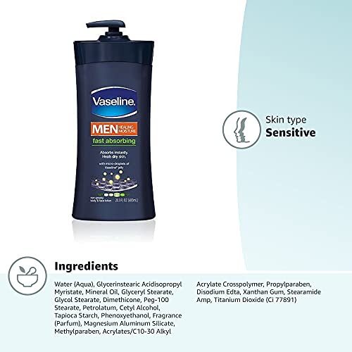 (4 Pack) Vaseline Men Fast Absorbing 3-in-1 Face  Hands & Body Lotion for Men Dry Skin  20.3 Oz thumbnail