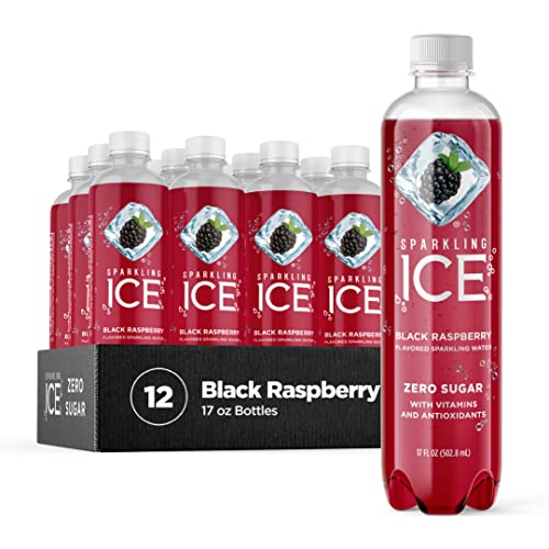 Sparkling ICE, Black Raspberry Sparkling Water, Zero Sugar Flavored Water, with Vitamins and Antioxidants, Low Calorie Beverage, 17 Fl Oz Bottles (Pac