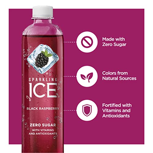 Sparkling ICE, Black Raspberry Sparkling Water, Zero Sugar Flavored Water, with Vitamins and Antioxidants, Low Calorie Beverage, 17 Fl Oz Bottles (Pac thumbnail