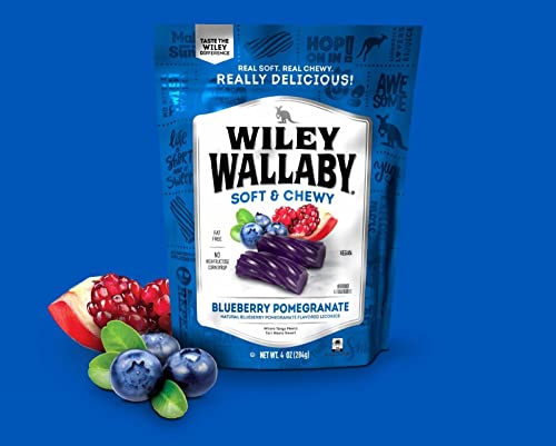 Wiley Wallaby Soft & Chewy Blueberry Pomegranate Licorice 4 Oz Bag