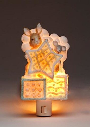Cosmos Gifts Rabbit & Mouse Night Light Porcelain in White, Size 5.75 H X 4.0 W X 2.13 D in | Wayfair 31610