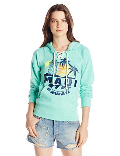Ocean Drive Junior's Lace up Pullover Hoody Sweatshirt, Mint Heather Maui, Large