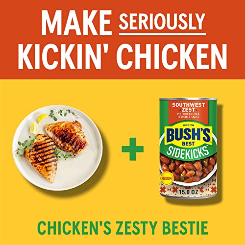 Bush S Sidekicks Southwest Zest Pinto Beans  Canned Beans  15 Oz Can thumbnail