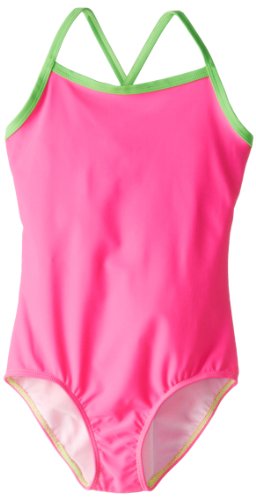 Kanu Surf Girls' One Piece Swimsuits Pink/Green - Pink & Green Mermaid One-Piece - Girls thumbnail
