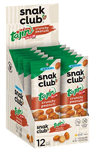 Snak Club Tajin Chili & Lime Seasoned Crunchy Peanuts (12 1.4 Single Serve Bags)…