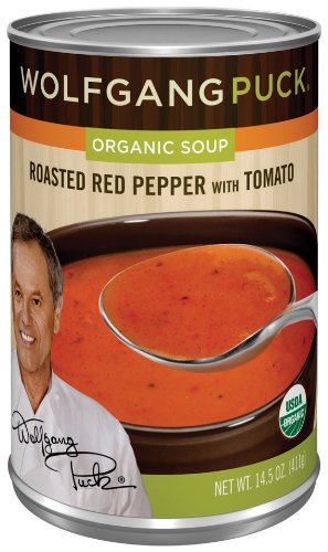 Wolfgang Puck Organic Roasted Red Pepper with Tomato Soup, 14.5-Ounce Cans (Pack of 12)