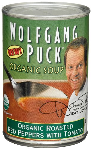 Wolfgang Puck Organic Roasted Red Pepper with Tomato Soup, 14.5-Ounce Cans (Pack of 12) thumbnail