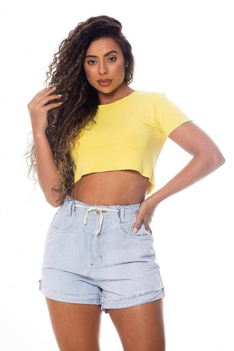 Shorts Jeans Feminino Hot Soltinho Mucs 6755 Azul