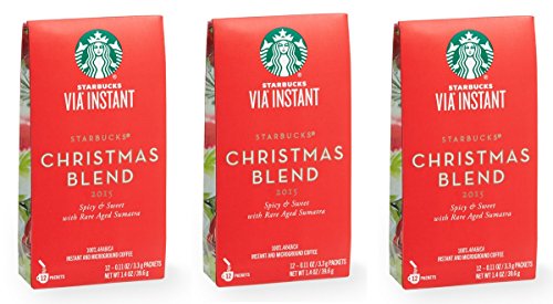 Starbucks VIA Christmas Blend Instant Coffee 36 Servings (3 Pack/Boxes) 12 Packets Each Box