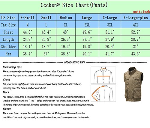Cccken Big&Tall Men's Outdoor Multi Pockets Photo Journalist Fishing Vest Coat(5509# Khaki US L=Asia 2XL) thumbnail