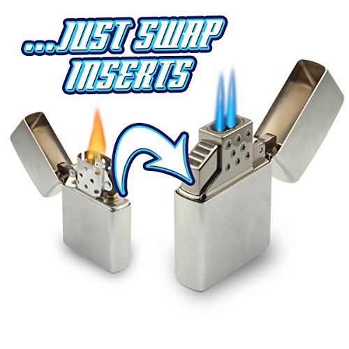 Blazer 189-9201 Top-Z Dual Torch Flame Lighter Insert, White/Silver thumbnail