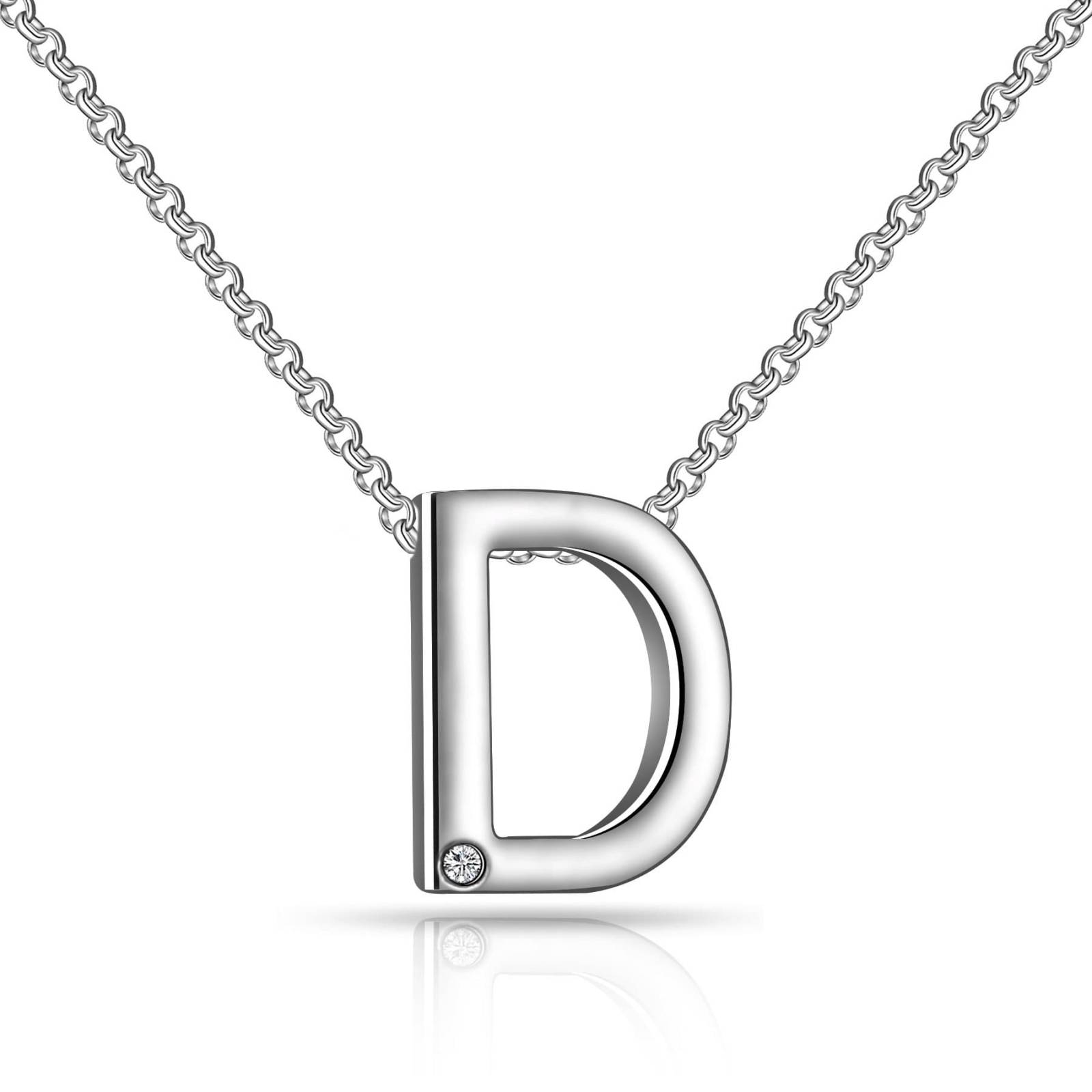 Initial Necklace Letter D Created with Zircondia Crystals