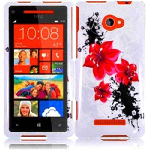 Lily Case Cover for HTC Windows Phone 8X/6990/Zenith - Red Lily