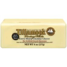 Tillamook Vintage White Extra Sharp Set Weight Cheddar Cheese, 8 Ounce -- 12 per Case.