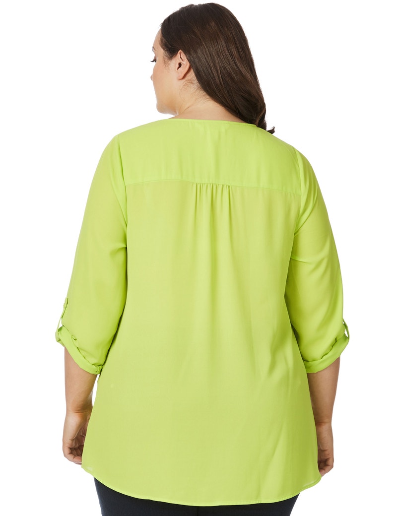 Beme 3/4 Sleeve Cross Neck Lime Top