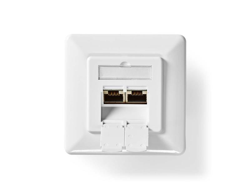 Nedis Network Wall Box | in-Wall | 2 Port(s) | CAT6a | Straight | Female | Gold Plated | PVC | White | Box