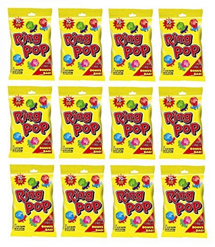 Ring Pop Assorted Flavors: 12 Packs of 4 Pops (Total of 48 Pops) - Dts