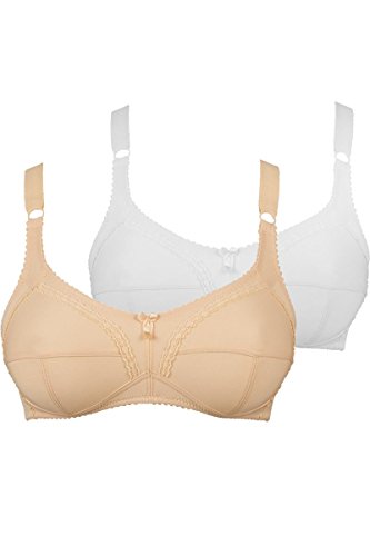 Naturana Pack of 2 Women's Non-wired Soft Bra 5325 42 C 1xWhite, 1xBeige