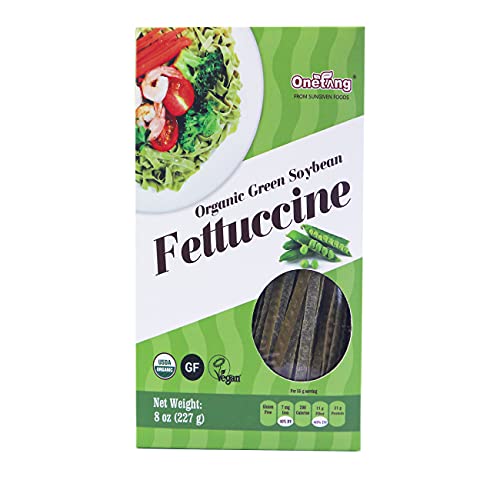 Organic Edamame Fettuccine 8 Oz, Low Carb Pasta Gluten-Free High in Plant-Based Protein, Keto-Friendly, Organic, Kosher, BRC, Non-GMO, Vegan