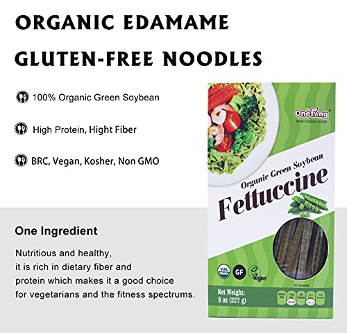 Organic Edamame Fettuccine 8 Oz, Low Carb Pasta Gluten-Free High in Plant-Based Protein, Keto-Friendly, Organic, Kosher, BRC, Non-GMO, Vegan thumbnail