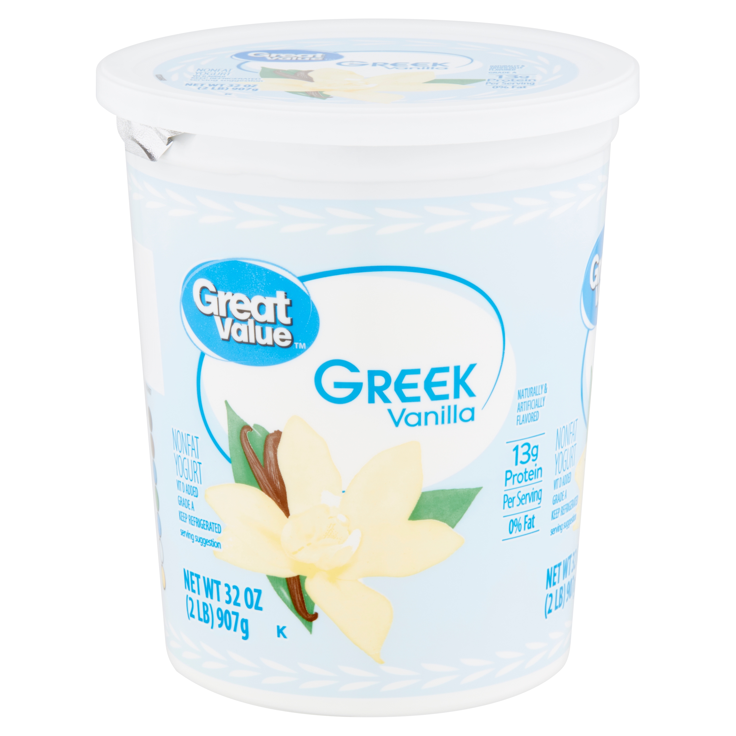 Great Value Greek Vanilla Nonfat Yogurt, 32 Oz Image