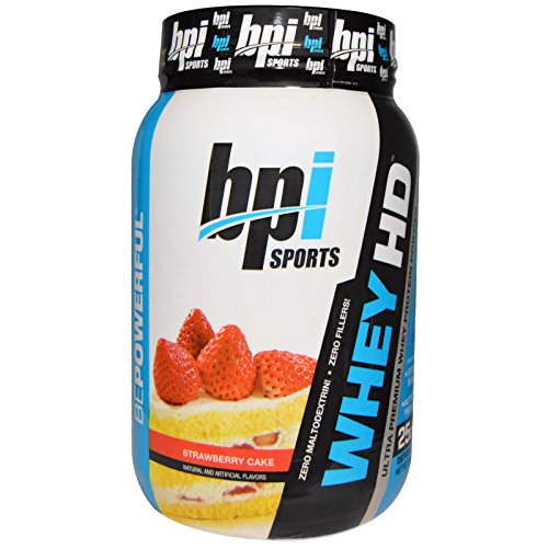 BPI Sports, Whey HD, Ultra Premium Whey Protein Powder, Strawberry Cake, 2.0 Lbs (907 G), Vitaminder, Power Shaker Bottle, 20 Oz Bottle thumbnail