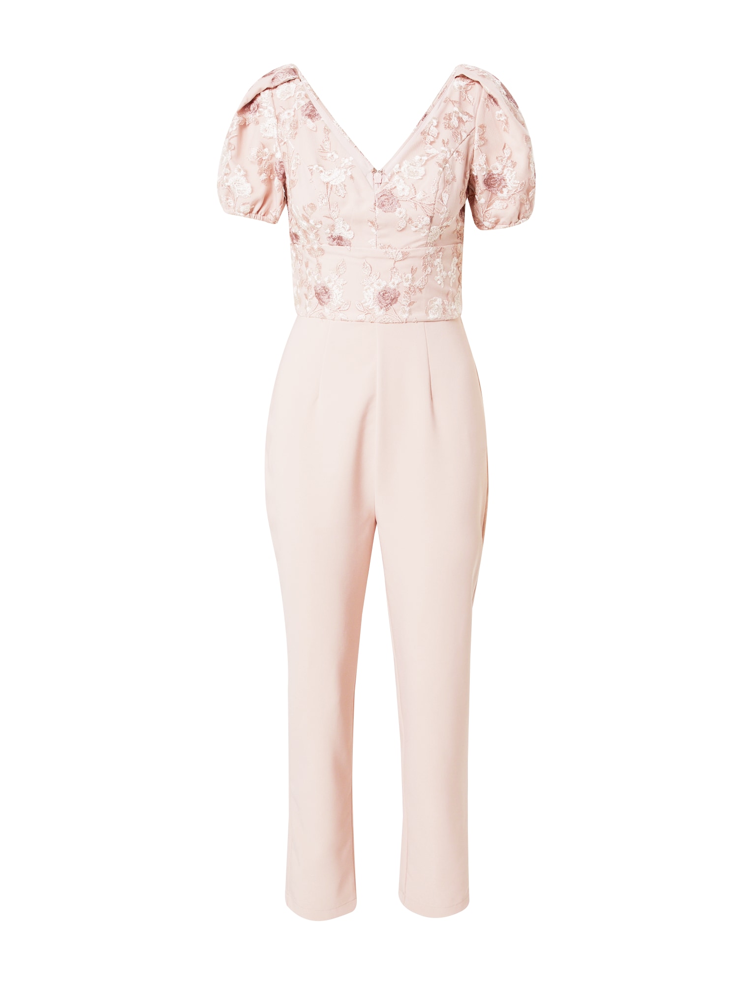 Chi Chi V Neck Embroidered Jumpsuit in Pink, Size 16