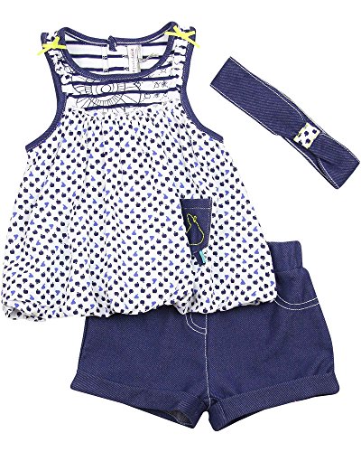 Deux Par Deux Baby Girls' Top and Shorts Set Un Pois a La Fois, Sizes 12M-24M (18M)