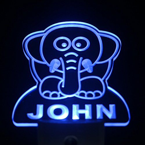 Ws1001-0255-b DWAYNE Elephant Night Light Nursery Baby Kids Name Day/ Night Sensor LED Sign