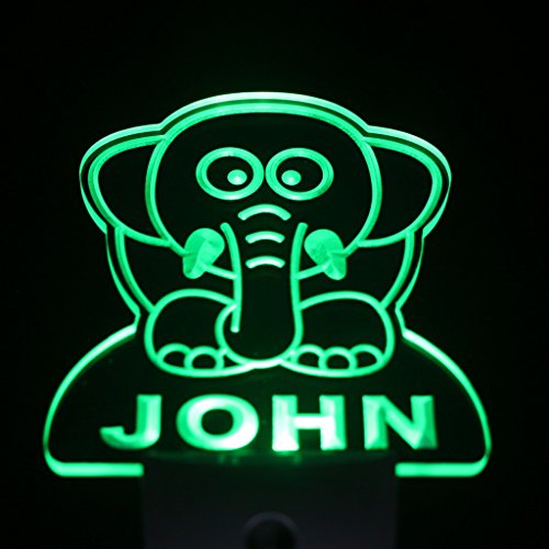 Ws1001-0255-b DWAYNE Elephant Night Light Nursery Baby Kids Name Day/ Night Sensor LED Sign thumbnail