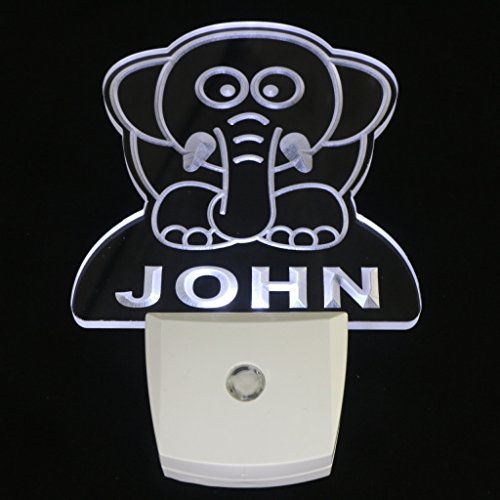 Ws1001-0255-b DWAYNE Elephant Night Light Nursery Baby Kids Name Day/ Night Sensor LED Sign thumbnail