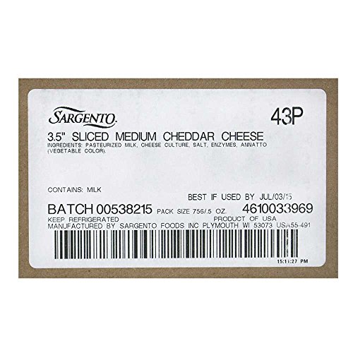 Sargento Sliced Medium Cheddar Cheese, 21 Ounce -- 18 per Case. thumbnail